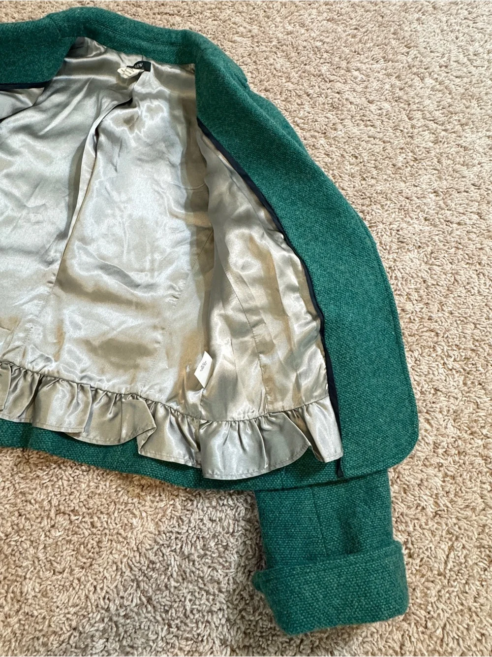 J Crew 100% Wool Green Blazer Jacket Full Lined Size 6P